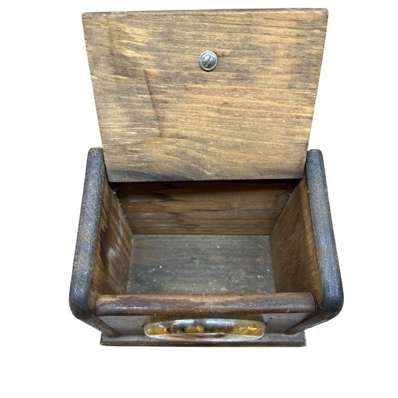 Vintage Wood Recipe Box With Rustic Kitchen Utensil Design - Picture 2 of 9